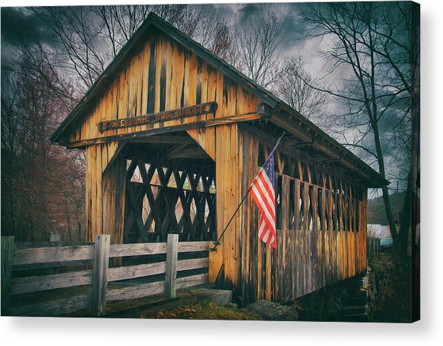 Cilleyville Covered Bridge Acrylic Print featuring the photograph Cilleyville Covered Bridge - NH by Joann Vitali