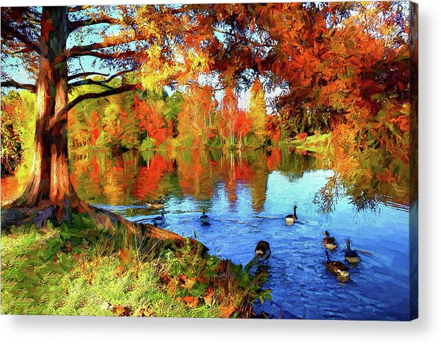 North Carolina Acrylic Print featuring the photograph Colorful Autumn on the Lake ap by Dan Carmichael