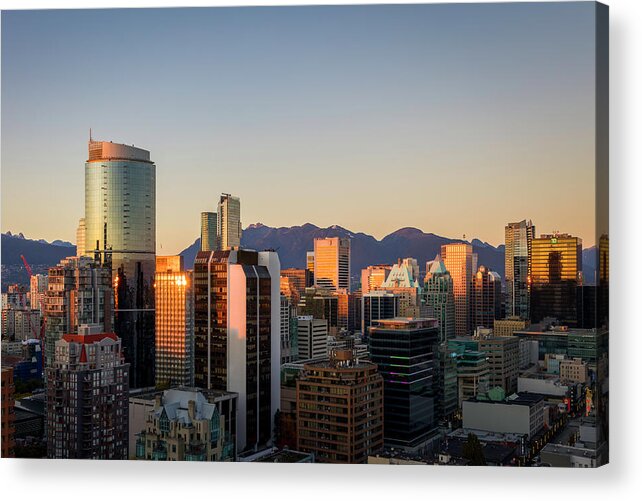 Buildings Acrylic Print featuring the photograph Downtown at Sunset by Rick Deacon