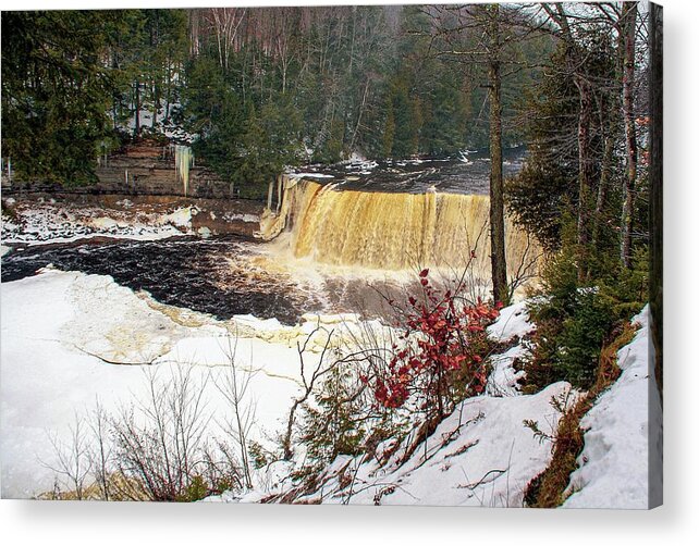 Tahquamenon Falls State Park Acrylic Print featuring the photograph First Wide View of the Upper Falls by Deb Beausoleil