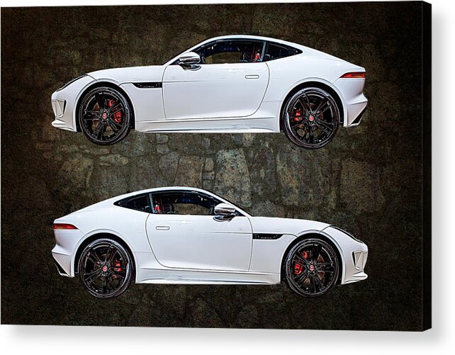 Auto Acrylic Print featuring the mixed media Jaguar F-Type Isolated on Stone Texture by Rick Deacon