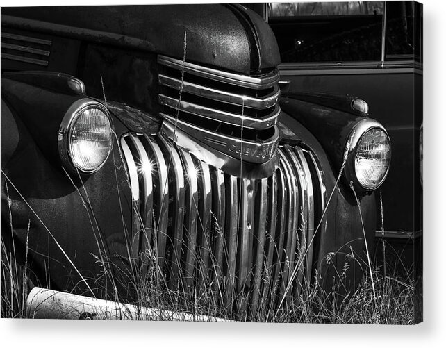 Abandoned Acrylic Print featuring the photograph Old Car BW by Rick Perkins