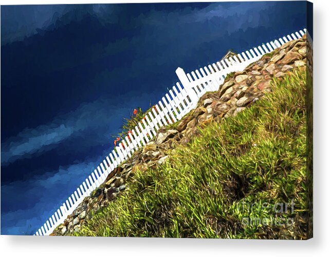 White Picket Fence Acrylic Print featuring the photograph Picket fence, Cezanne style by Sheila Smart Fine Art Photography
