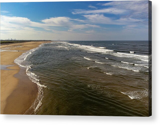Coatham Sands Acrylic Print featuring the photograph Redcar from Marske beach by Gary Eason