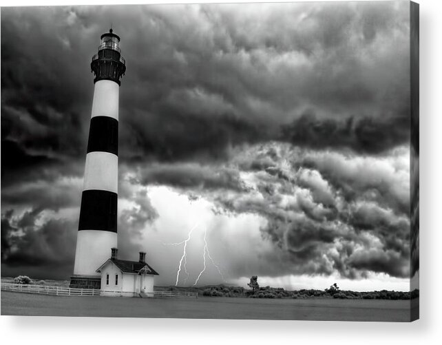 North Carolina Acrylic Print featuring the photograph Skies of Fire bw by Dan Carmichael