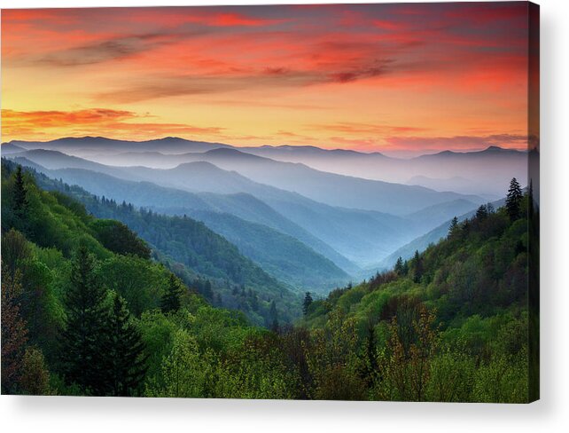 Great Smoky Mountains Acrylic Print featuring the photograph Smoky Mountains Sunrise - Great Smoky Mountains National Park by Dave Allen