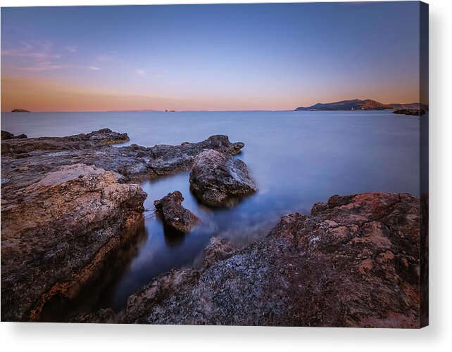 Seascape Acrylic Print featuring the photograph Sunset on the Rocks by Rick Deacon