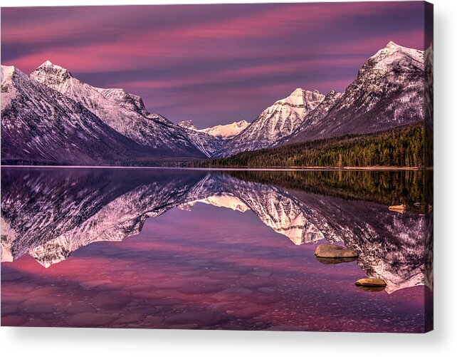 Sunset In Glacier National Park Acrylic Print featuring the photograph The magical ways of Nature in all of its amazing glory by Carolyn Hall