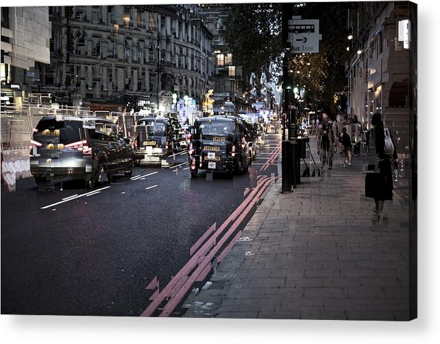 Double Exposure Acrylic Print featuring the photograph The Spirit Of Rushing Life In London  by Aleksandrs Drozdovs