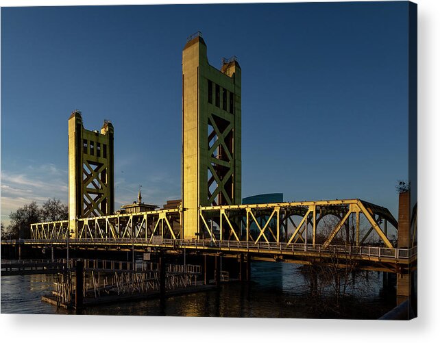 River Acrylic Print featuring the photograph Tower Bridge Sunset Sacramento by Gary Geddes