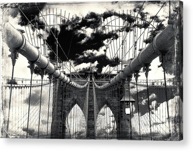 Vintage Brooklyn Bridge Acrylic Print featuring the photograph Vintage Brooklyn Bridge New York City by John Rizzuto