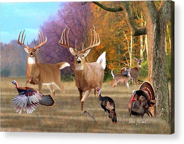 Whitetail Deer Acrylic Print featuring the painting Whitetail Deer Art Print - Field of Dreams by Dale Kunkel Art