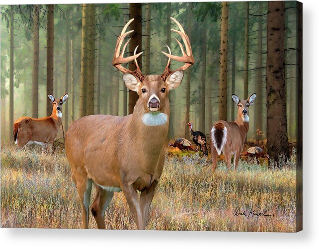 Whitetail Deer Acrylic Print featuring the painting Whitetail Deer Art Print - The Legend by Dale Kunkel Art