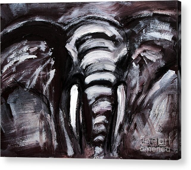 Elephant Acrylic Print featuring the painting ELEPHANT - Bigger size by Lidija Ivanek - SiLa
