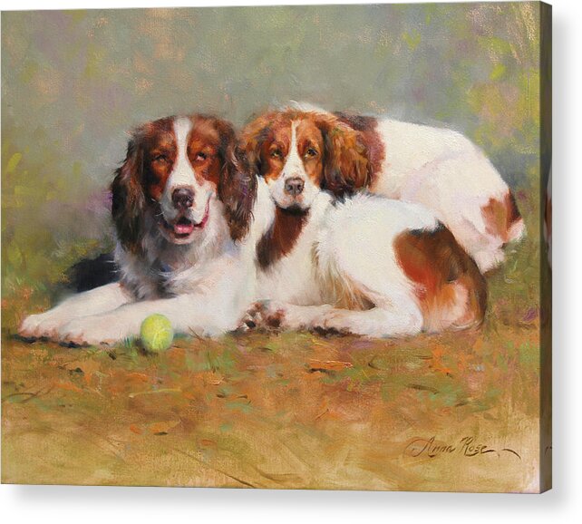 Dogs Acrylic Print featuring the painting Toby and Ellie Mae by Anna Rose Bain