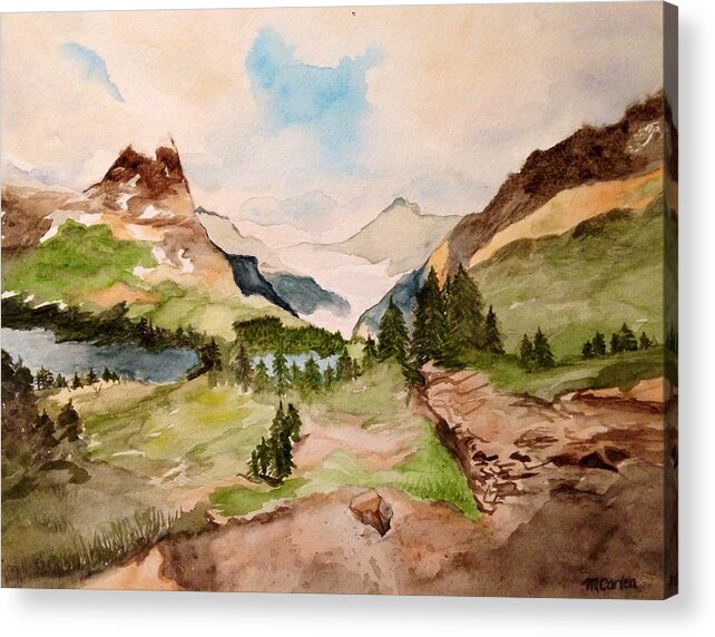 Glacier National Park Acrylic Print featuring the painting Majestic Glacier National Park by M Carlen