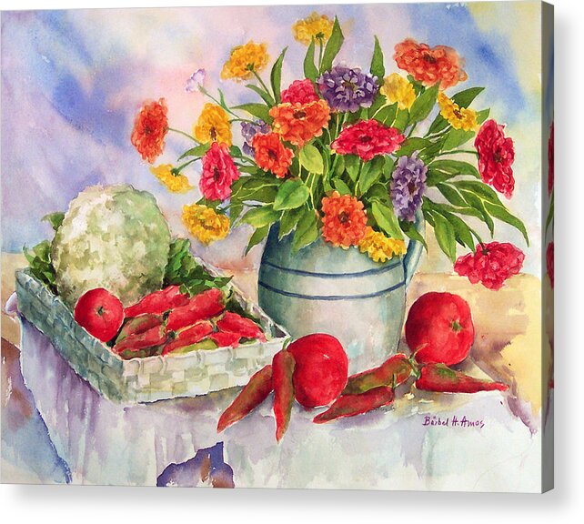 Vegetables Acrylic Print featuring the painting Margie's Veggies by Barbel Amos