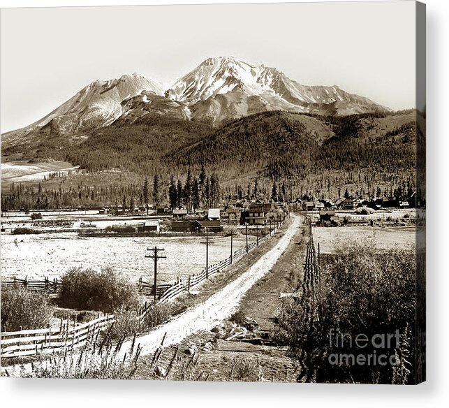 Mt. Shasta Acrylic Print featuring the photograph Mt. Shasta Viewed from Sisson Lane Circa 1908 by Monterey County Historical Society