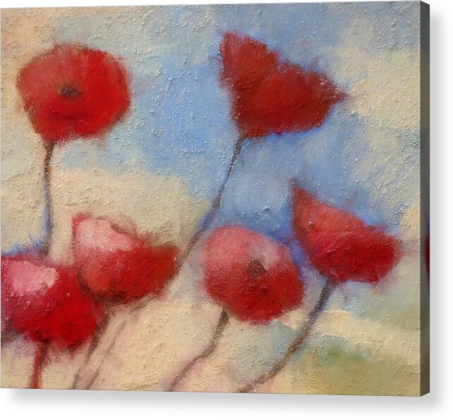 Impressionism Acrylic Print featuring the painting Poppies by Lutz Baar