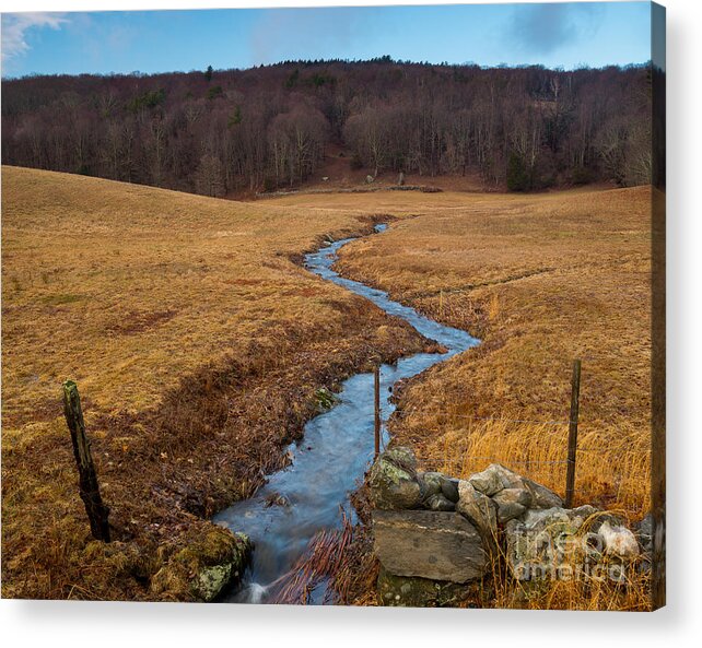 Connecticut Acrylic Print featuring the photograph Yankee Farmlands No. 55 - Brook Flowing through Farm by JG Coleman