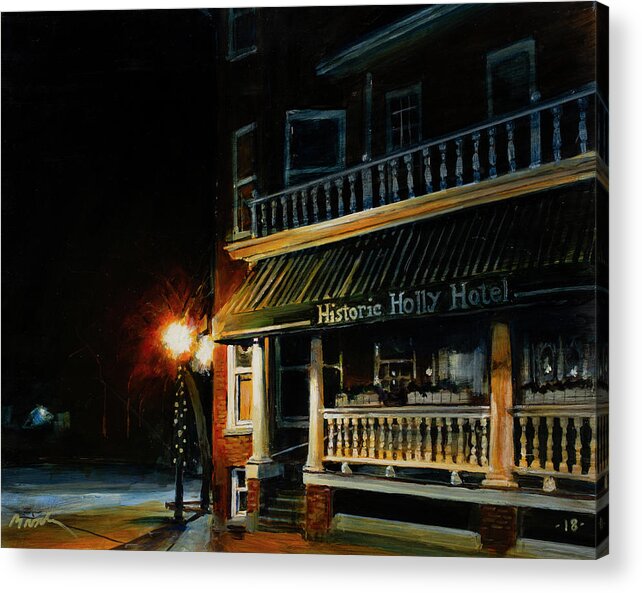 Night Time Acrylic Print featuring the painting Corner Light by William Brody