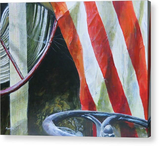 Fire Hose Acrylic Print featuring the painting Pieces by William Brody