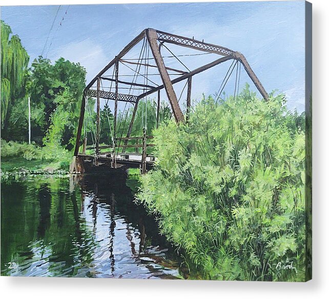 Bridge Acrylic Print featuring the painting Gone Fishing by William Brody