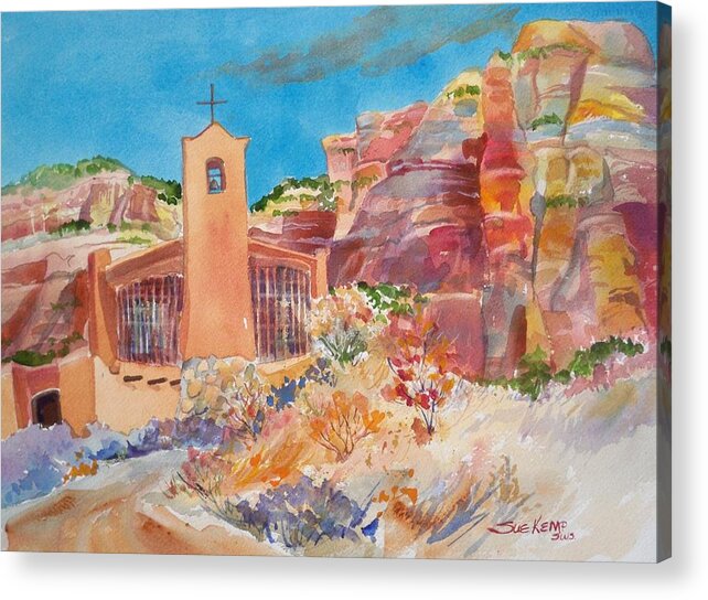 Monastery Acrylic Print featuring the painting Christ in the Desert Monastery by Sue Kemp