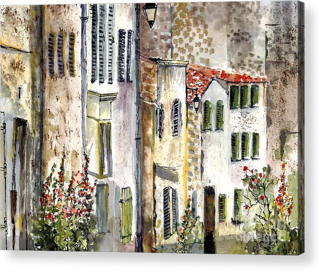France Acrylic Print featuring the painting Houses in La Rochelle France by Ginette Callaway
