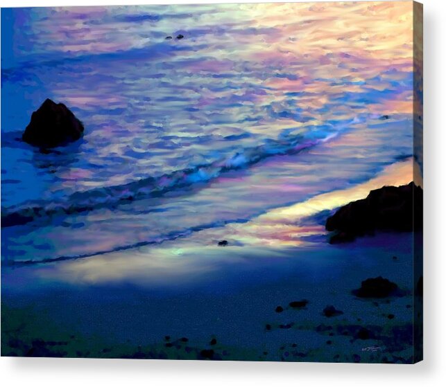 Rainbow Beach Acrylic Print featuring the painting Rainbow Beach Sunset Reflections by Stephen Jorgensen