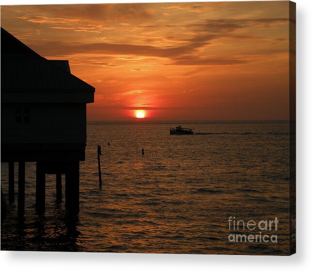Sunset Acrylic Print featuring the photograph Sunset on the Gulf of Mexico by Lora Duguay