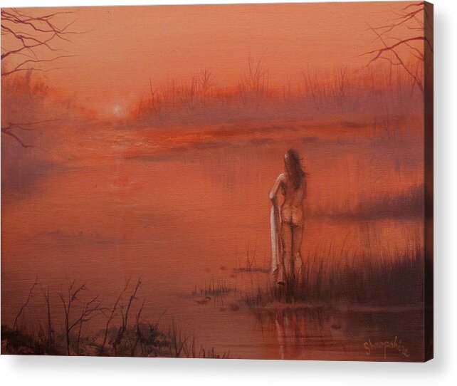  Bather Acrylic Print featuring the painting Bather at Sunrise by Tom Shropshire
