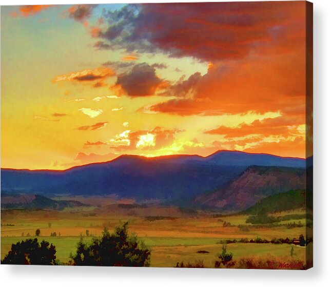 Sunset Acrylic Print featuring the digital art Colorful Sunset by Rick Wicker