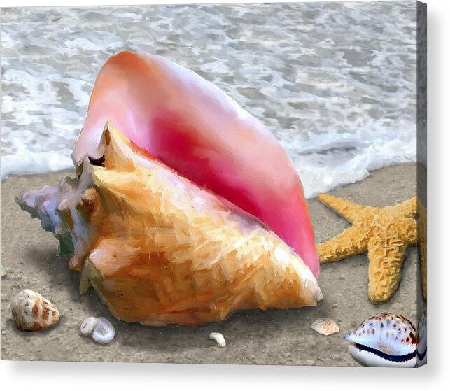 Conch Acrylic Print featuring the painting Conch Shell Beach #1 by Stephen Jorgensen