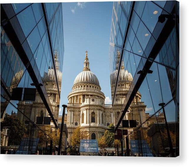 St Paul's Acrylic Print featuring the photograph A Reflection on St' Paul's by Rick Deacon