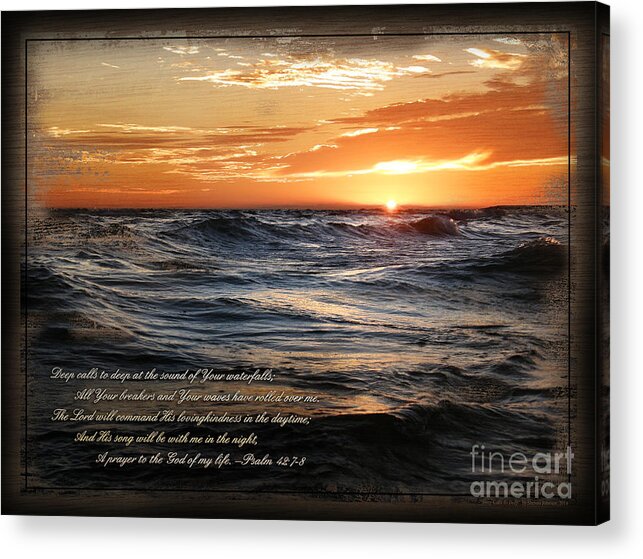 Sunset Acrylic Print featuring the mixed media Deep Calls To Deep - Rustic by Shevon Johnson