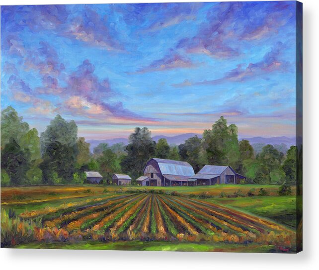 Farm Acrylic Print featuring the painting Farm on Glenn Bridge by Jeff Pittman