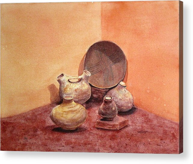 Still Life Acrylic Print featuring the painting Ghost Ranch Artifacts by Suzanne Krueger