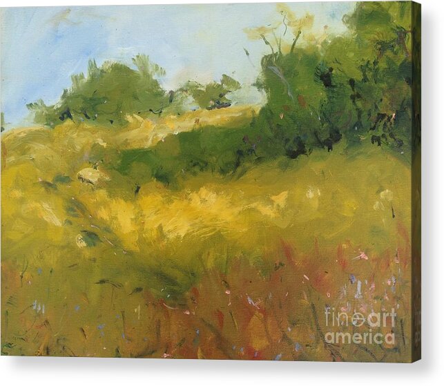 Oil Acrylic Print featuring the painting Windy Hill by Karen Carmean