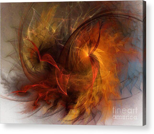 Abstract Acrylic Print featuring the digital art Ikarus by Karin Kuhlmann