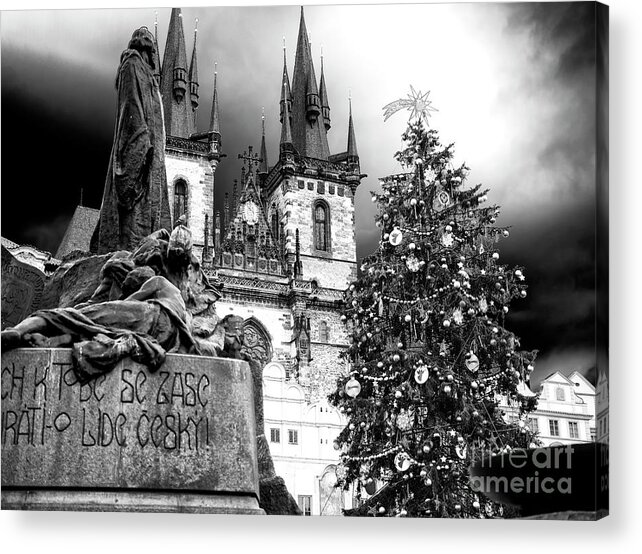 Jan Hus Christmas Acrylic Print featuring the photograph Jan Hus Christmas Prague by John Rizzuto