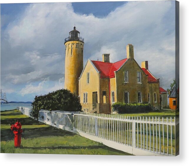 Lighthouse Acrylic Print featuring the painting Light From Across by William Brody