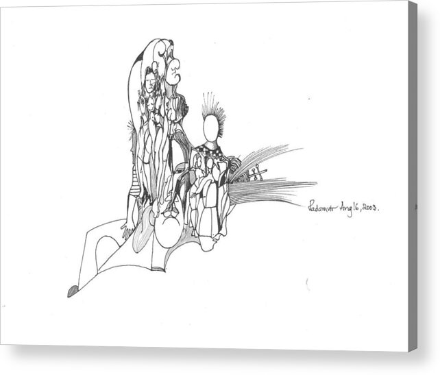Lines Acrylic Print featuring the drawing Lines faces and forms by Padamvir Singh
