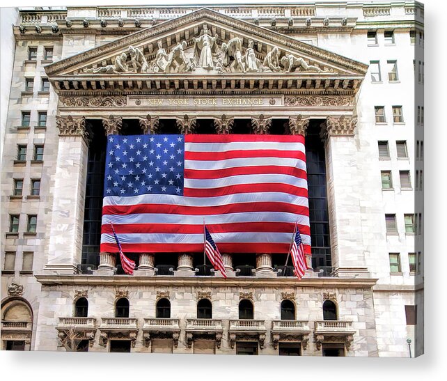 New York Acrylic Print featuring the painting New York Stock Exchange Flag by Christopher Arndt