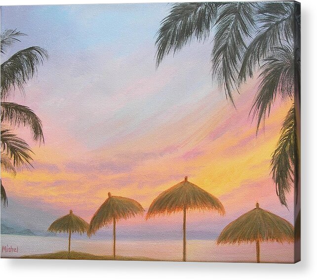 Landscape Acrylic Print featuring the painting Palapa Point by Mishel Vanderten