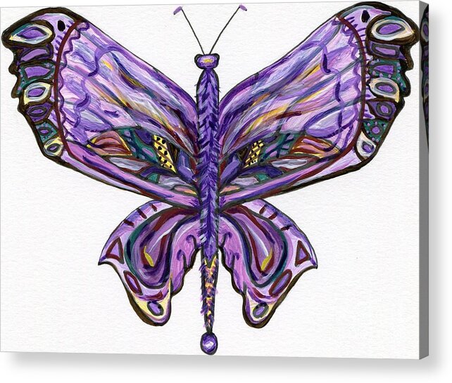 Purple Acrylic Print featuring the painting Purple Butterfly Illustration by Catherine Gruetzke-Blais