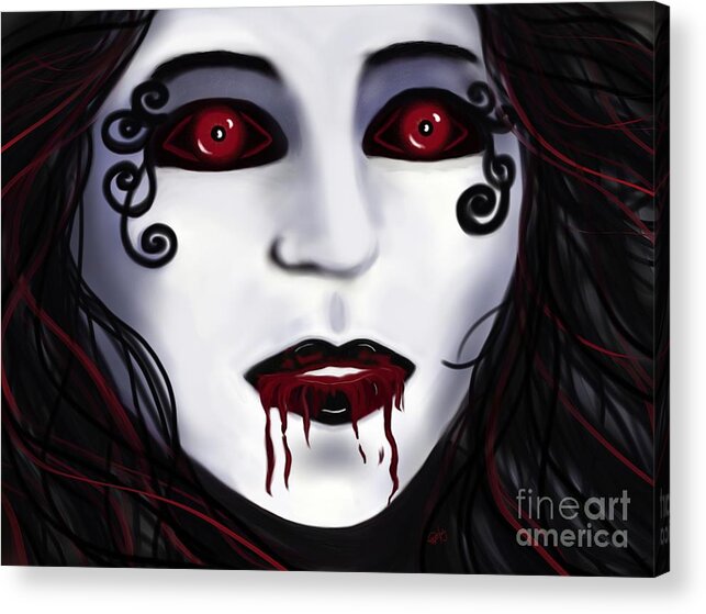 Vampire Acrylic Print featuring the painting Shock At First Bite by Roxy Riou