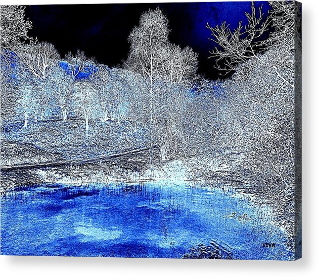 Trees Acrylic Print featuring the photograph The Pond in Winter.  by VIVA Anderson