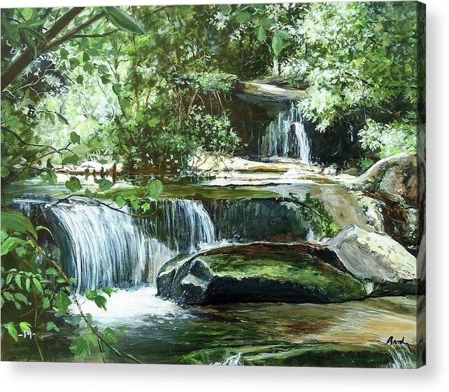 Waterfall Acrylic Print featuring the painting Traveling On by William Brody