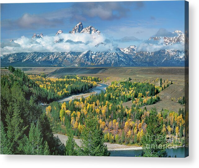 Dave Welling Acrylic Print featuring the photograph Clearing Storm Snake River Overlook Grand Tetons Np by Dave Welling
